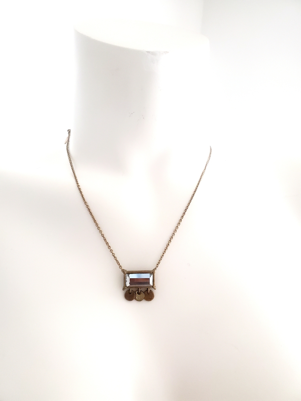 Lia Sophia Antique Gold-Tone Rectangular Mirror Necklace with Coin Charms